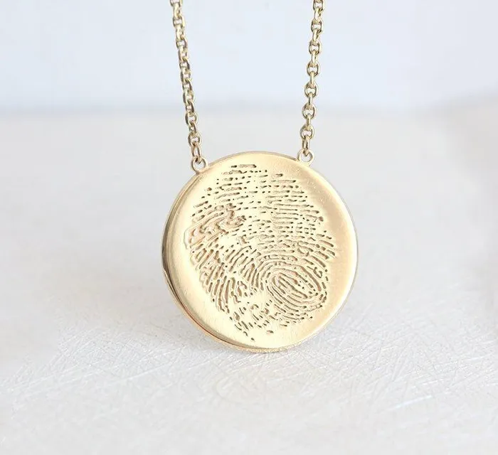 Real Fingerprint Memorial Keepsake Disc Pendant Necklace capucinne Necklaces