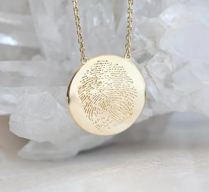 Real Fingerprint Memorial Keepsake Disc Pendant Necklace capucinne Necklaces