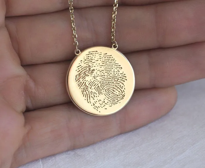 Real Fingerprint Memorial Keepsake Disc Pendant Necklace capucinne Necklaces