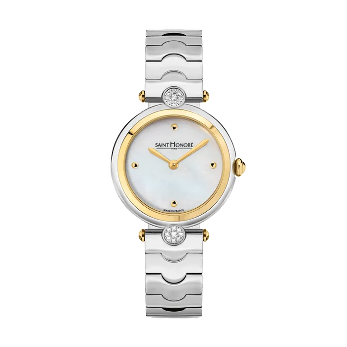 Saint Honore City of Lights Womens Silver MOP Dial Gold Bazel Silver Watch Saint Honore Necklaces Saint Honore City of Lights Womens Silver MOP Dial Gold Bazel Silver Watch Saint Honore Necklaces