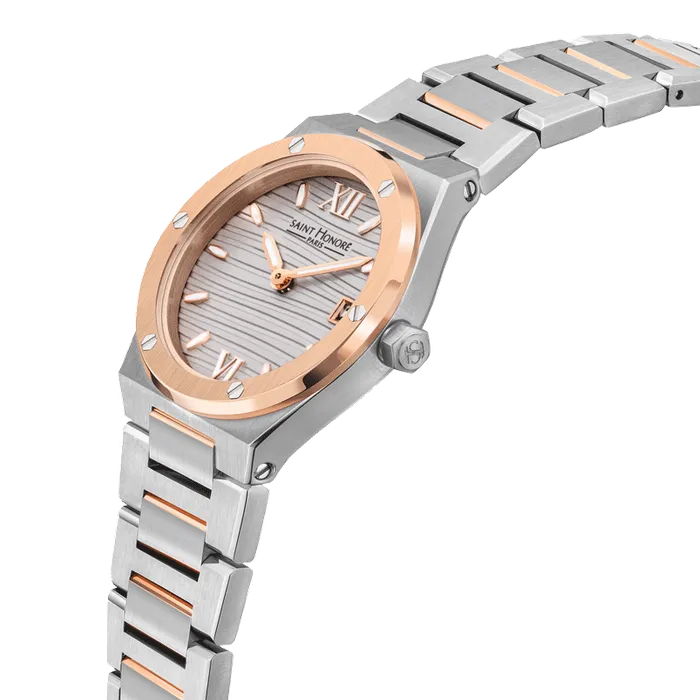 Saint Honore Haussman Womens Grey Dial Silver Rose Gold Watch Saint Honore Earrings