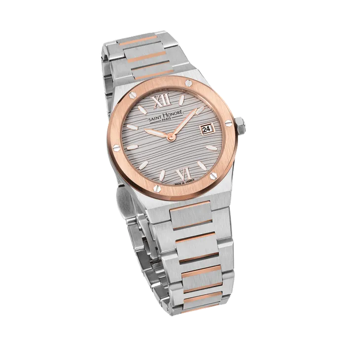 Saint Honore Haussman Womens Grey Dial Silver Rose Gold Watch Saint Honore Earrings