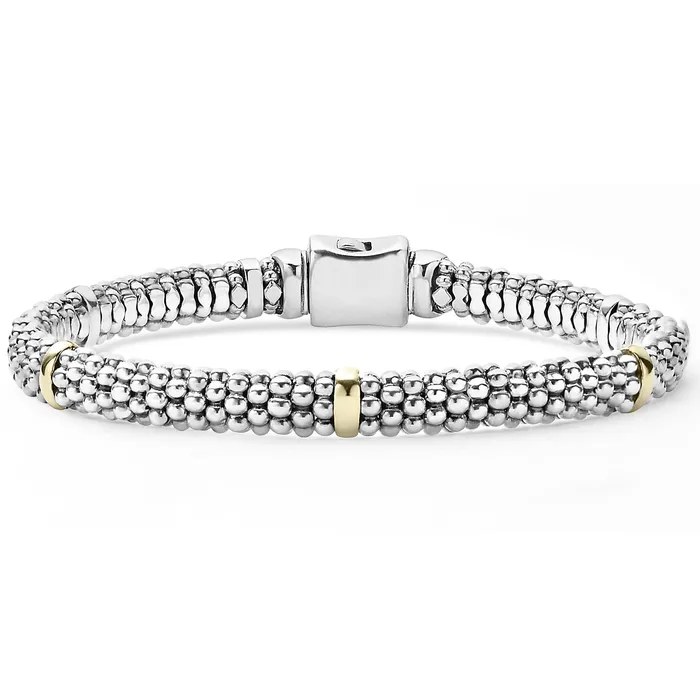 Signature Caviar Five Gold Station Caviar Bracelet 6mm Lagos Bracelets