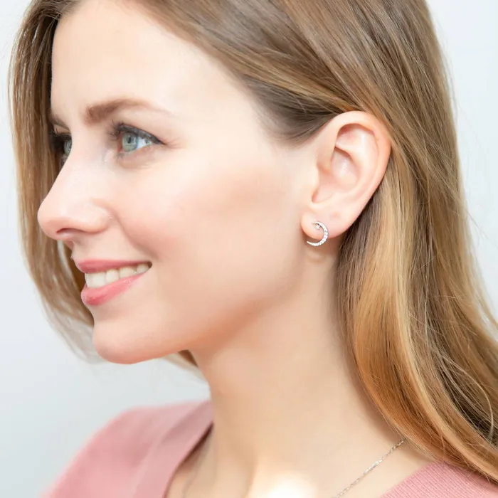 Star Moon CZ Stud Earrings in Sterling Silver BERRICLE Earrings