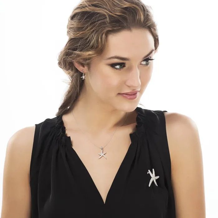Starfish CZ Necklace and Earrings in Sterling Silver BERRICLE Necklaces