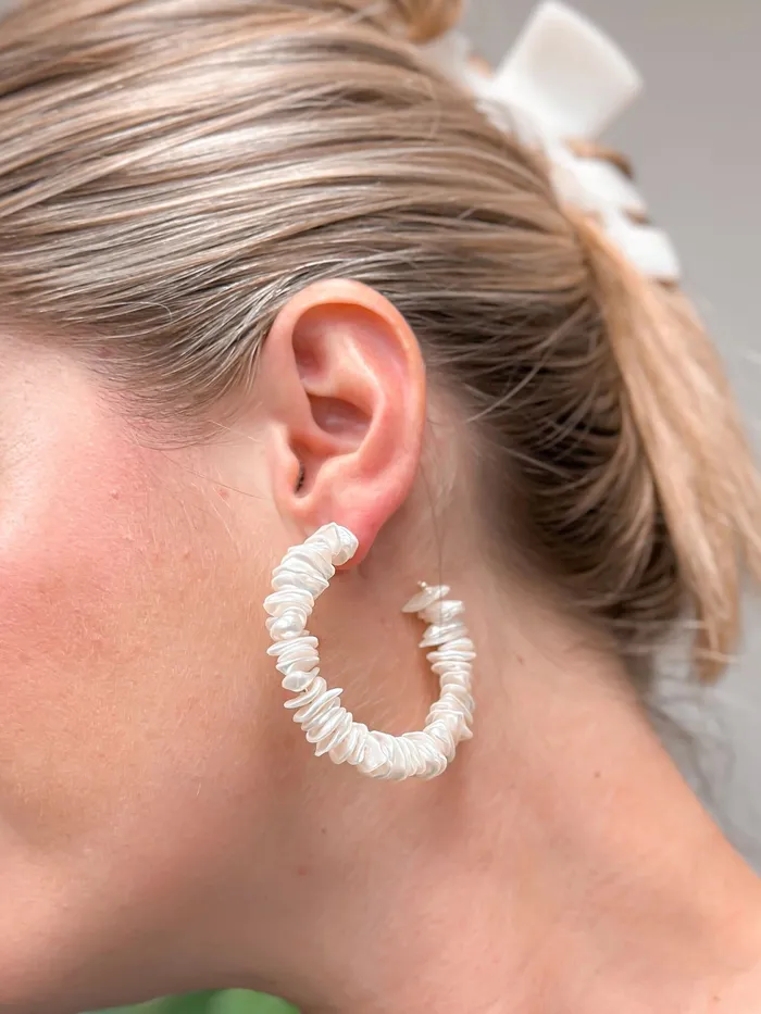 Summer Pearl Hoop Earrings Earrings Earrings