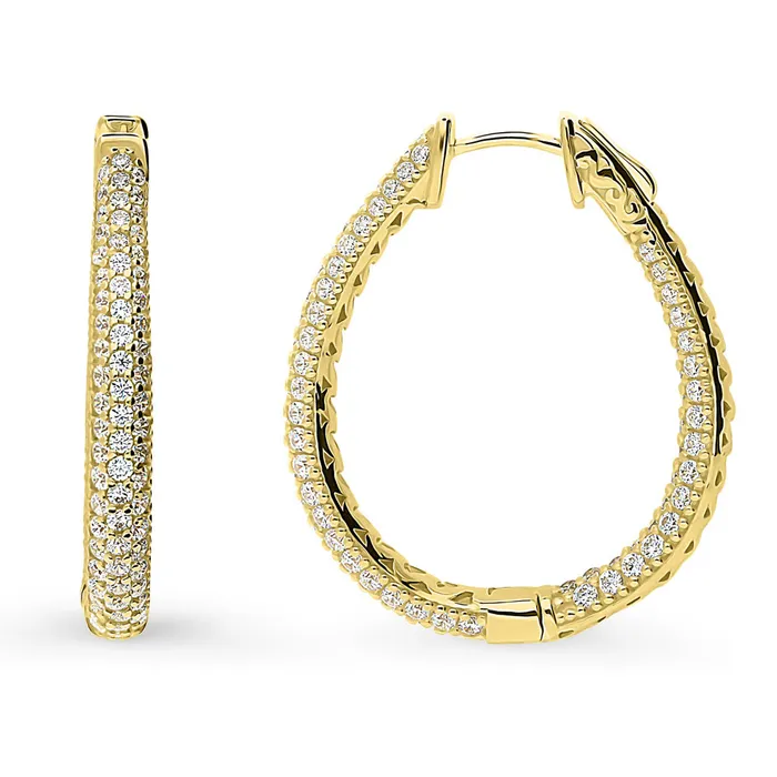 Teardrop CZ InsideOut Hoop Earrings in Sterling Silver 125 BERRICLE Earrings Teardrop CZ InsideOut Hoop Earrings in Sterling Silver 125 BERRICLE Earrings