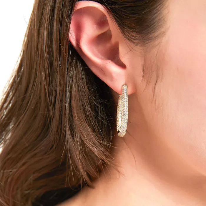 Teardrop CZ InsideOut Hoop Earrings in Sterling Silver 125 BERRICLE Earrings