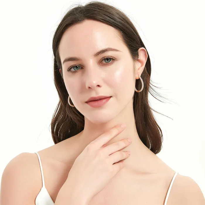 Teardrop CZ InsideOut Hoop Earrings in Sterling Silver 125 BERRICLE Earrings
