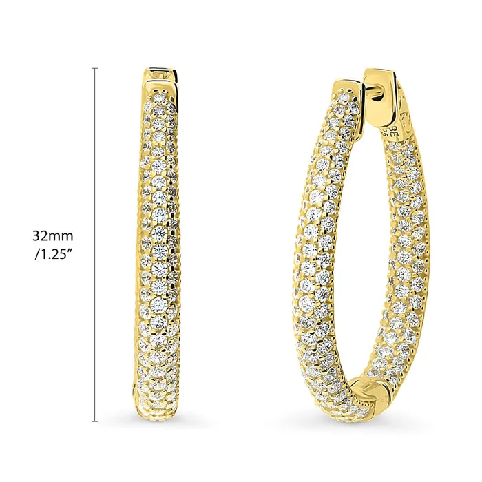 Teardrop CZ InsideOut Hoop Earrings in Sterling Silver 125 BERRICLE Earrings
