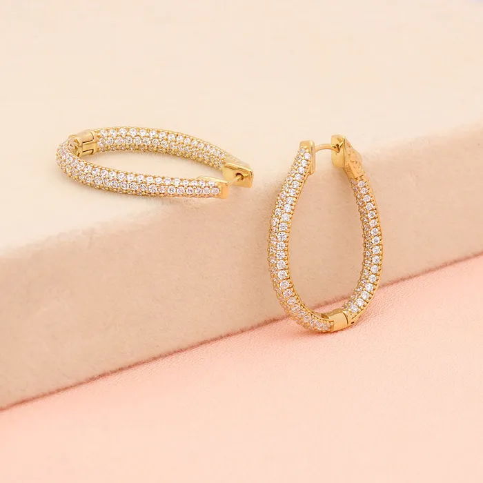 Teardrop CZ InsideOut Hoop Earrings in Sterling Silver 125 BERRICLE Earrings