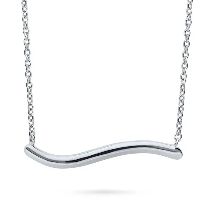 Wave Pendant Necklace in Sterling Silver BERRICLE Necklaces