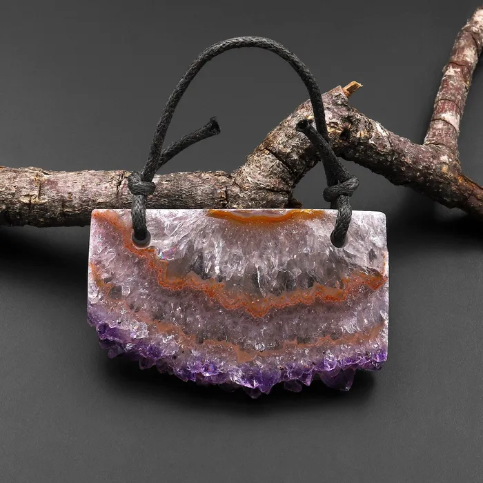 2 Hole Pendant Natural Bright Orange Purple Amethyst Stalactite Crystal Druzy Pendant Drilled Flat Slice Long Rectangle A1 Intrinsic Trading Necklaces 2 Hole Pendant Natural Bright Orange Purple Amethyst Stalactite Crystal Druzy Pendant Drilled Flat Slice Long Rectangle A1 Intrinsic Trading Necklaces
