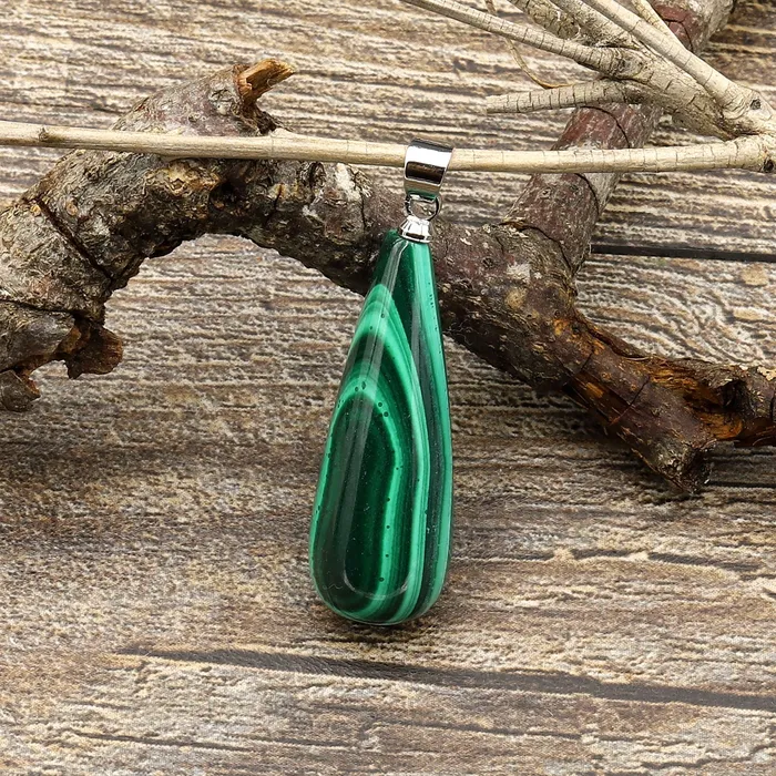 AAA Natural Malachite Pendant Long Teardrop Briolette Gemstone Jewelry A1 Intrinsic Trading Necklaces AAA Natural Malachite Pendant Long Teardrop Briolette Gemstone Jewelry A1 Intrinsic Trading Necklaces