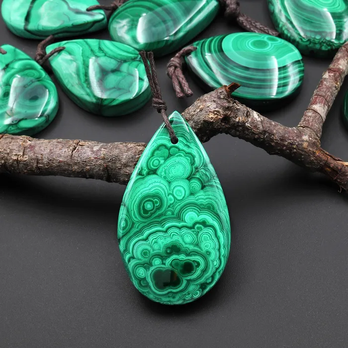 AAA Natural Malachite Teardrop Pendant Drilled Gemstone Focal A12 Intrinsic Trading Necklaces AAA Natural Malachite Teardrop Pendant Drilled Gemstone Focal A12 Intrinsic Trading Necklaces