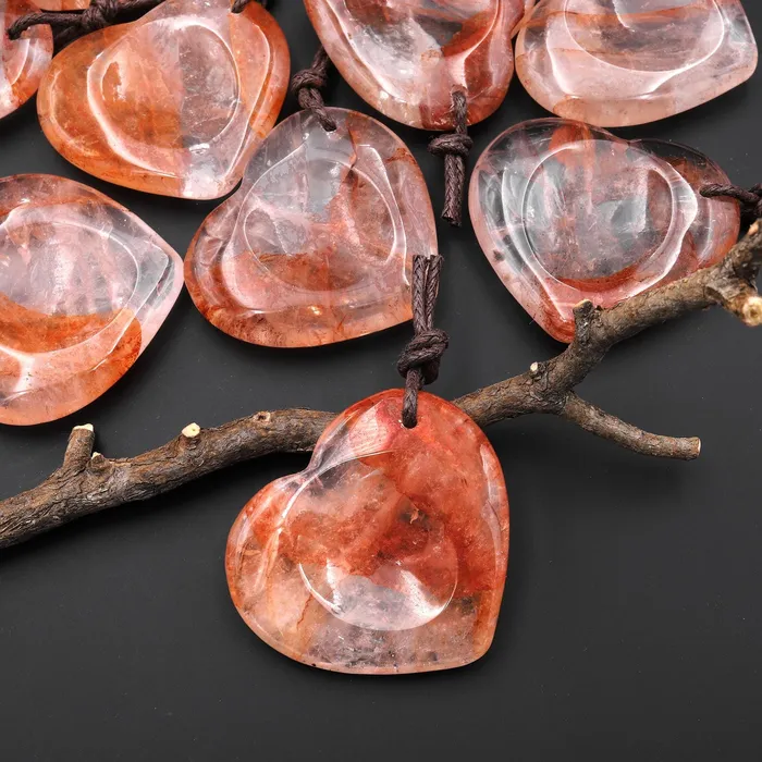 AAA Natural Red Lepidocrocite Heart Indented Heart Pendant Focal Worry Stone A1 Intrinsic Trading Necklaces AAA Natural Red Lepidocrocite Heart Indented Heart Pendant Focal Worry Stone A1 Intrinsic Trading Necklaces