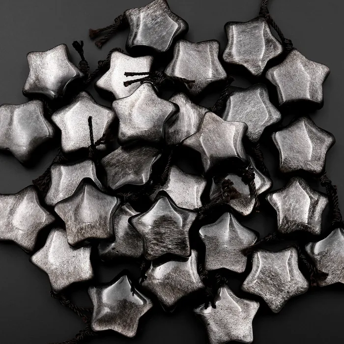 AAA Natural Silver Obsidian Pendant Gemstone Star Intrinsic Trading Necklaces