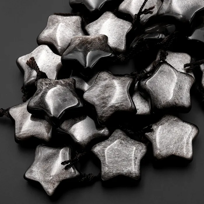 AAA Natural Silver Obsidian Pendant Gemstone Star Intrinsic Trading Necklaces
