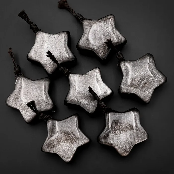 AAA Natural Silver Obsidian Pendant Gemstone Star Intrinsic Trading Necklaces