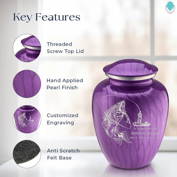 Adult Embrace Pearl Purple Fishing Cremation Urn GetUrns Earrings