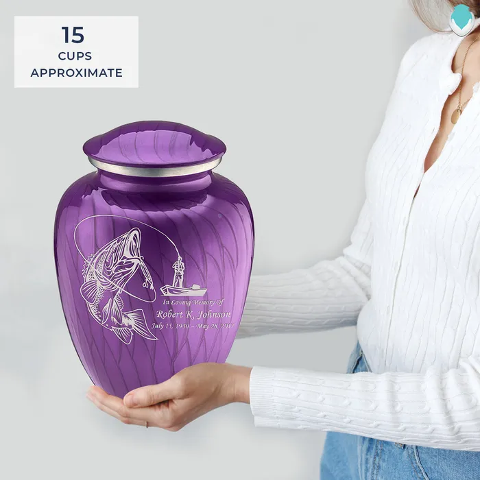 Adult Embrace Pearl Purple Fishing Cremation Urn GetUrns Earrings