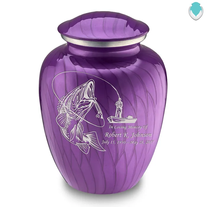 Adult Embrace Pearl Purple Fishing Cremation Urn GetUrns Earrings