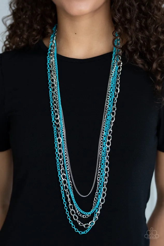 All Eyes On U Jewelry Paparazzi Accessories Necklaces Industrial Vibrance Blue Paparazzi Necklace