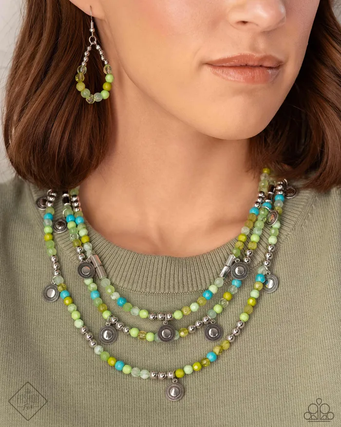 All Eyes On U Jewelry Paparazzi Accessories Necklaces Piquant Pattern Green Paparazzi Necklace