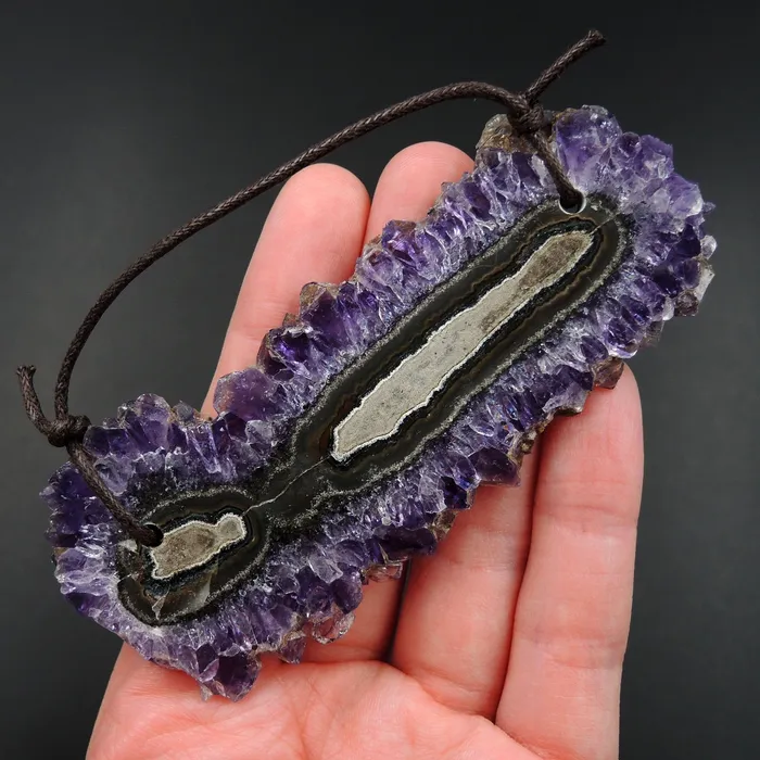 Amethyst Stalactite Flower Pendant Drilled Stalactite Slice Freeform Irregular Natural Stone Pendant P1629 Intrinsic Trading Necklaces
