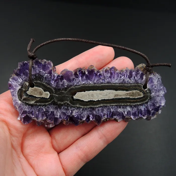Amethyst Stalactite Flower Pendant Drilled Stalactite Slice Freeform Irregular Natural Stone Pendant P1629 Intrinsic Trading Necklaces