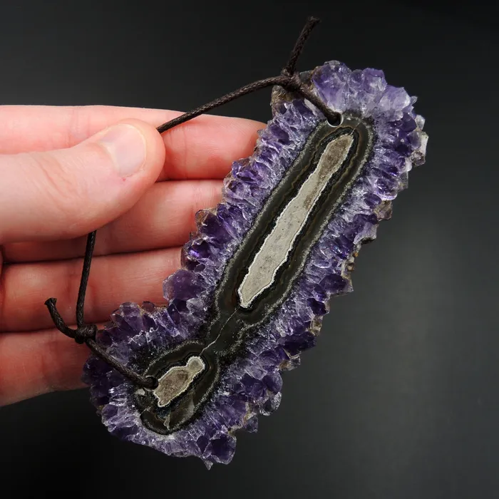 Amethyst Stalactite Flower Pendant Drilled Stalactite Slice Freeform Irregular Natural Stone Pendant P1629 Intrinsic Trading Necklaces
