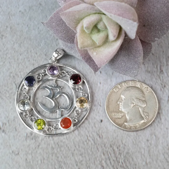 Aum Om Chakra Pendant 925 Silver InnerVision Crystals Necklaces