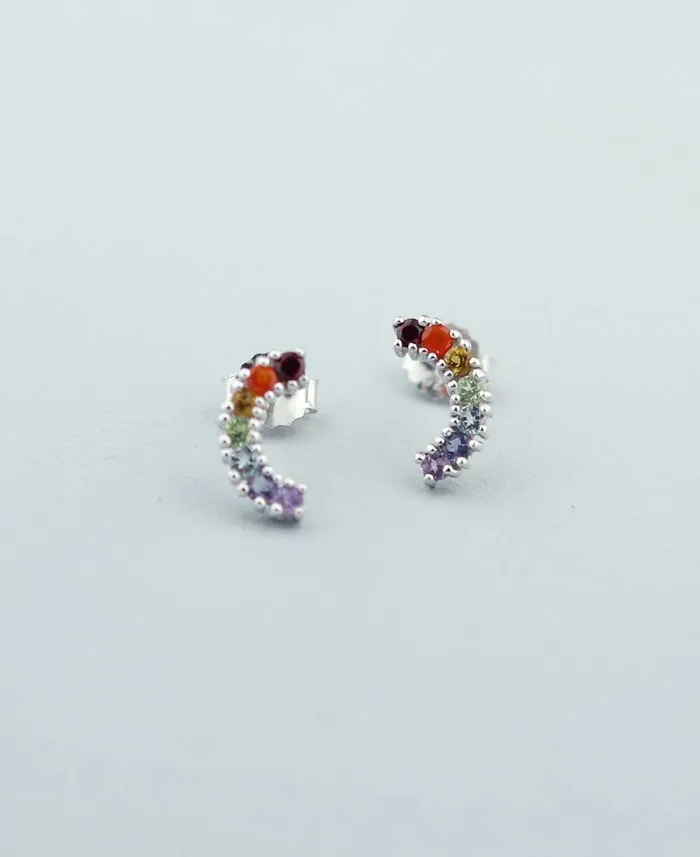 Buddha Groove Earrings Chakra Gemstone Curved Small Stud Earrings