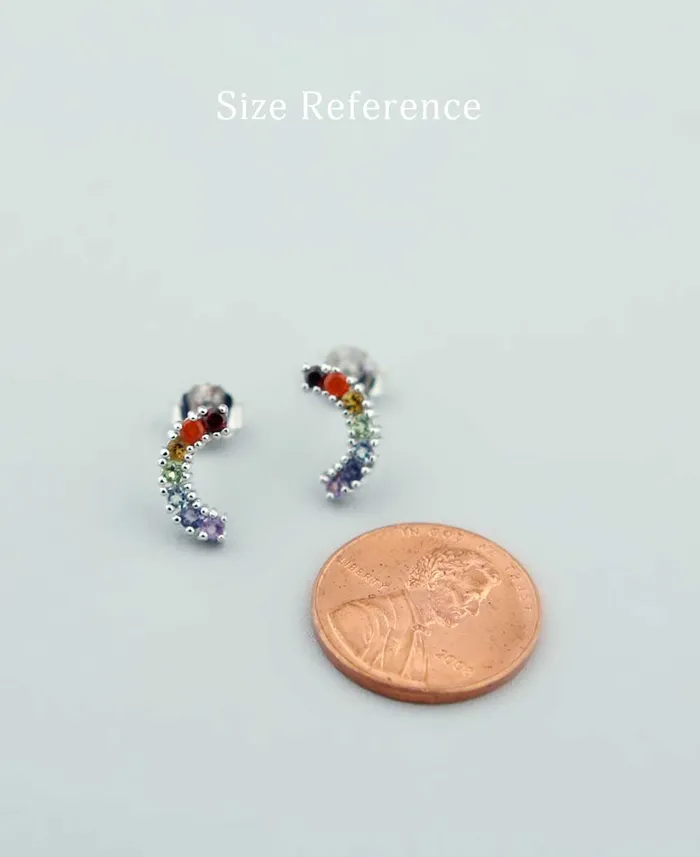 Buddha Groove Earrings Chakra Gemstone Curved Small Stud Earrings