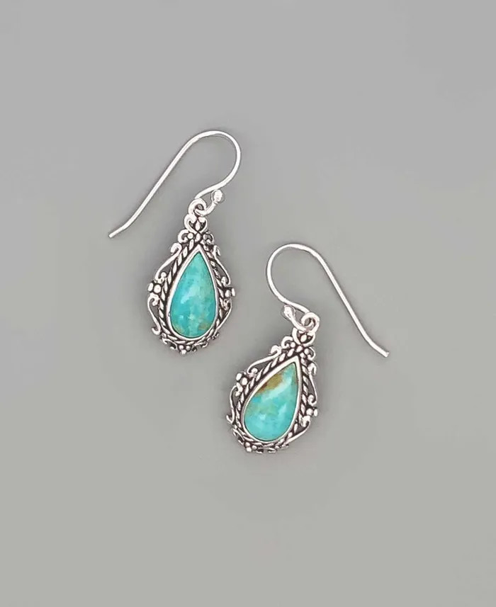 Buddha Groove Earrings Sterling Silver Turquoise Earrings