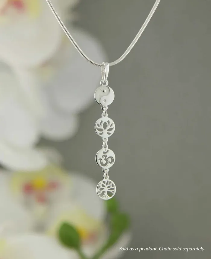 Buddha Groove Necklaces Dainty Sterling Silver Link Pendant with Meaningful Symbols