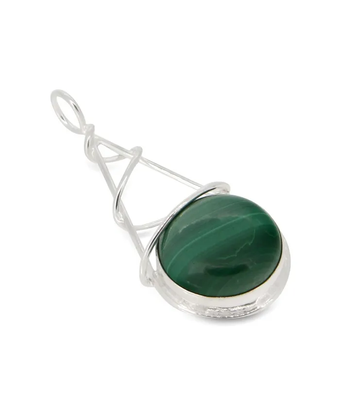 Buddha Groove Necklaces Malachite Gemstone Wire Wrap Pendant Sterling Silver