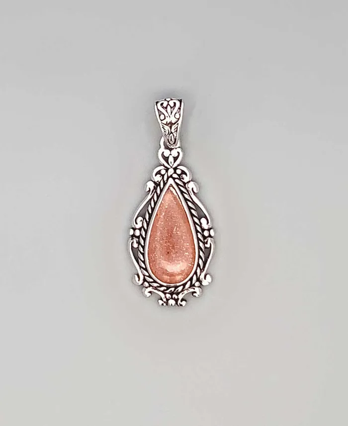 Buddha Groove Necklaces Sterling Silver Peach Moonstone Pendant