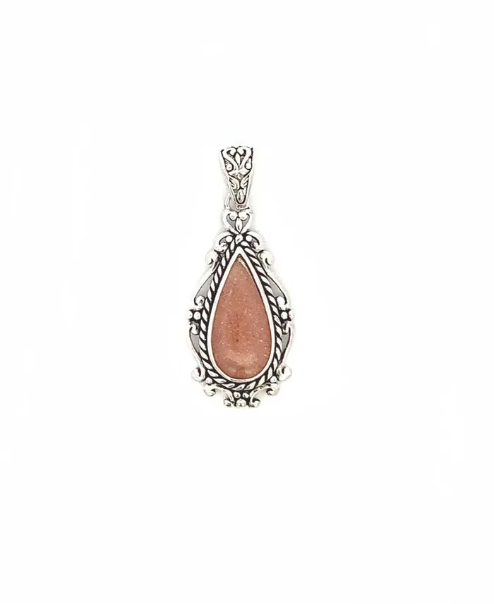 Buddha Groove Necklaces Sterling Silver Peach Moonstone Pendant