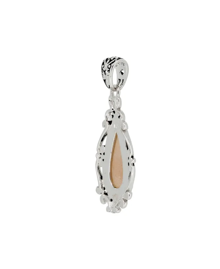 Buddha Groove Necklaces Sterling Silver Peach Moonstone Pendant