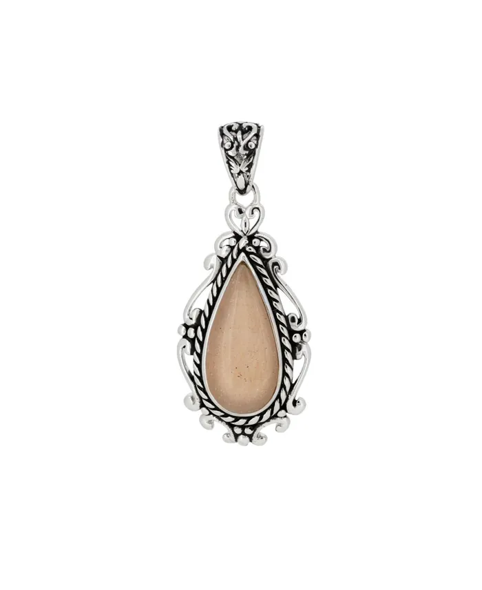 Buddha Groove Necklaces Sterling Silver Peach Moonstone Pendant