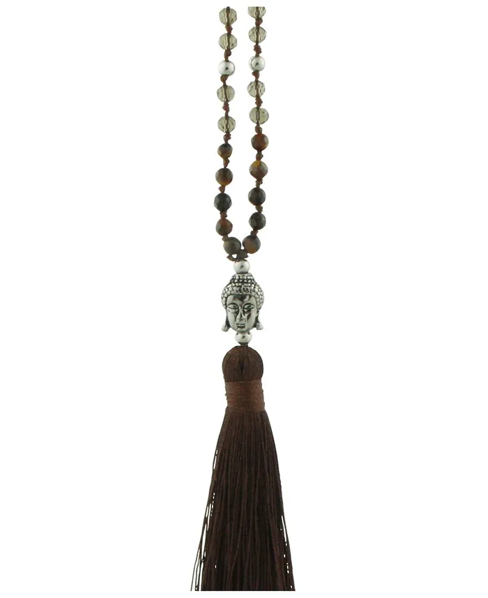 Buddha Groove Necklaces Tiger Eye Buddha Tassel Necklace
