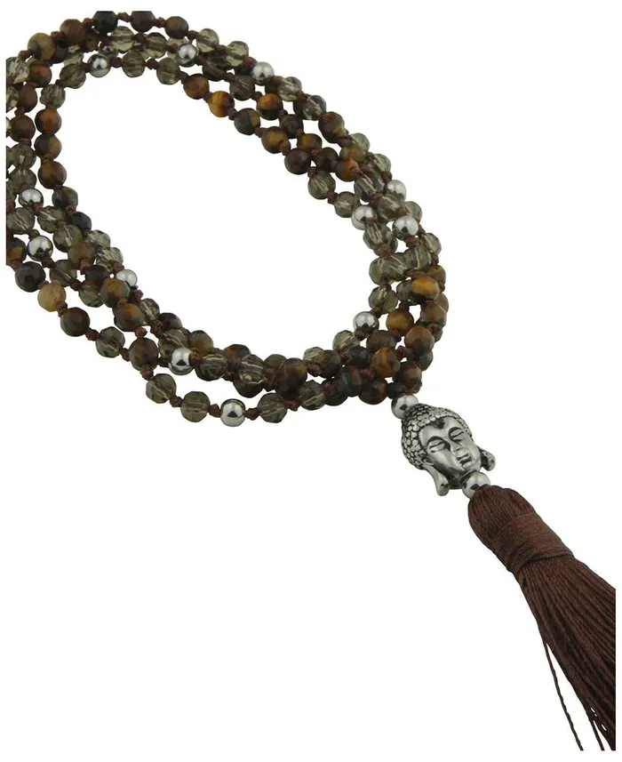 Buddha Groove Necklaces Tiger Eye Buddha Tassel Necklace
