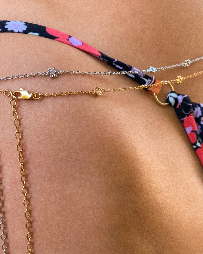 Daisy Charm Belly Chain Gold Luv Aj Charm Necklaces Daisy Charm Belly Chain Gold Luv Aj Charm Necklaces
