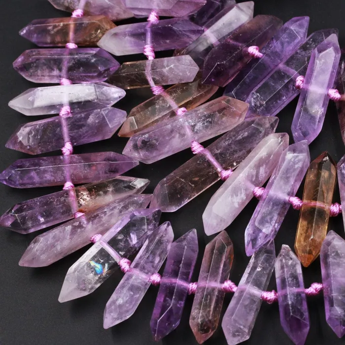 Double Terminated Ametrine Points Beads Center Drilled Genuine Natural Ametrine Focal Pendant Bead 16 Strand Intrinsic Trading Necklaces Double Terminated Ametrine Points Beads Center Drilled Genuine Natural Ametrine Focal Pendant Bead 16 Strand Intrinsic Trading Necklaces