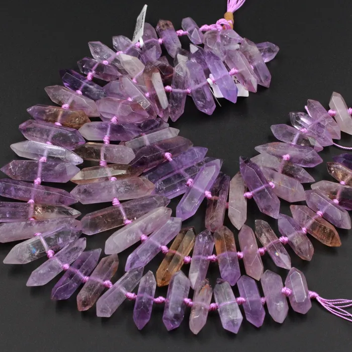 Double Terminated Ametrine Points Beads Center Drilled Genuine Natural Ametrine Focal Pendant Bead 16 Strand Intrinsic Trading Necklaces
