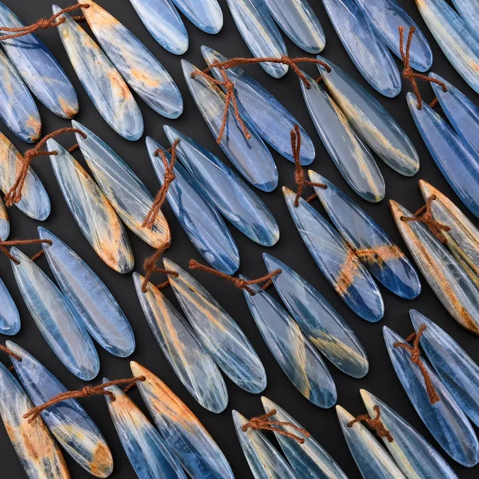 Earrings Intrinsic Trading Natural Argentina Lemurian Aquatine Blue Calcite Teardrop Earring Pairs Drilled Matched Earring Gemstone Beads Orange Yellow Calcite