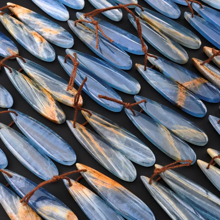 Earrings Intrinsic Trading Natural Argentina Lemurian Aquatine Blue Calcite Teardrop Earring Pairs Drilled Matched Earring Gemstone Beads Orange Yellow Calcite