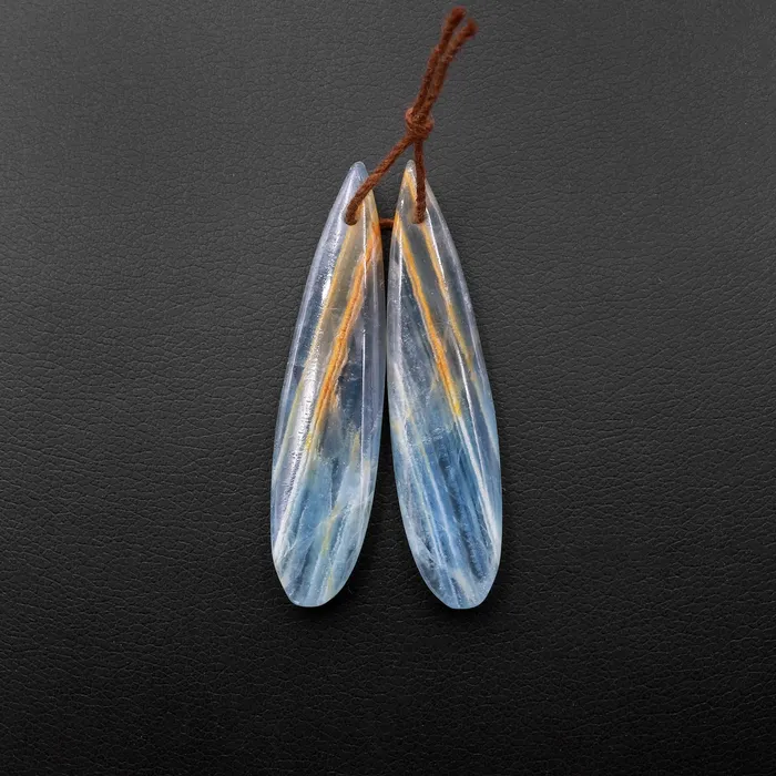 Earrings Intrinsic Trading Natural Argentina Lemurian Aquatine Blue Calcite Teardrop Earring Pairs Drilled Matched Earring Gemstone Beads Orange Yellow Calcite