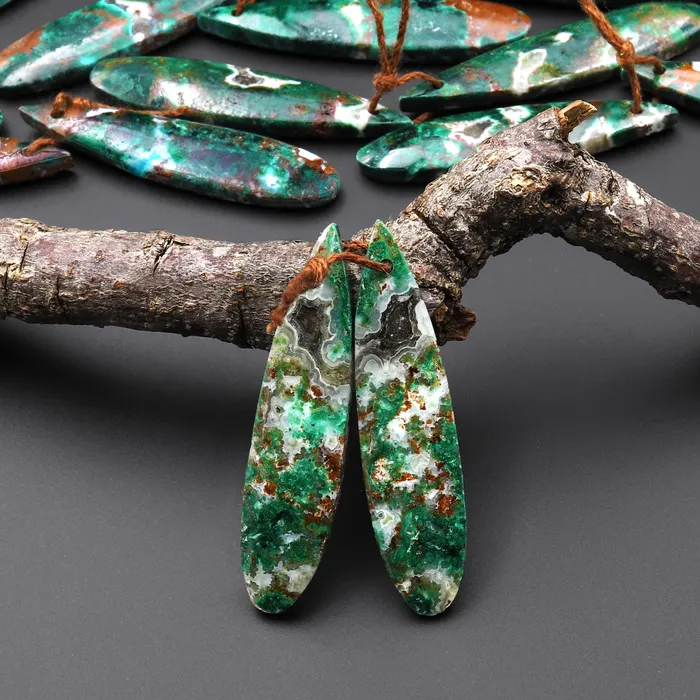 Earrings Intrinsic Trading Natural Malachite Chrysocolla Earring Pair Drilled Matched Gemstone Beads Pair From Australia A4 Earrings Intrinsic Trading Natural Malachite Chrysocolla Earring Pair Drilled Matched Gemstone Beads Pair From Australia A4